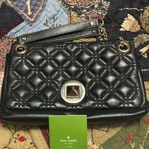 Kate spade black quilted gold hardware new condition